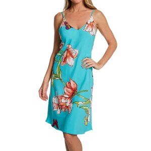 Natori 'Wild Poppy' Sleeveless Slip Chemise Nightgown, Sea Glass